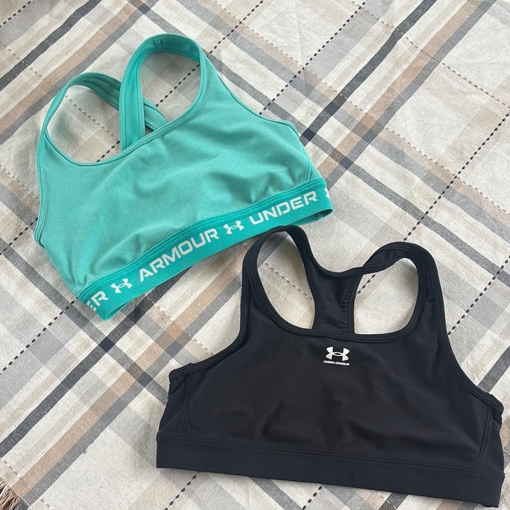 Under Armour Teal and Black Sports Bras size S and YL